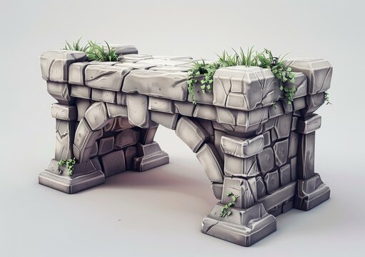 grey stone bridge with green plants