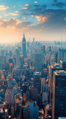 Naklejka premium New York City skyline with the Empire State Building at sunset