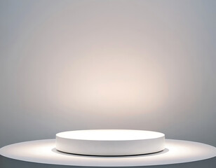 White round platform for product placement, on a gray background.