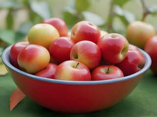 Ripe red apples on a cup
