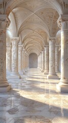 European classical building marble corridor