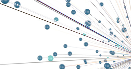 Futuristic geometric double data flow background with connecting dots and lines. Abstract digital