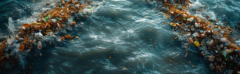 Fototapeta premium Seawater pollution, serious ocean pollution, marine garbage, World Environment Day, environmental protection theme, 4k high-definition wallpaper, generated by AI，The Battle for Clean Oceans - Confront