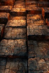 3D rendering of wooden blocks