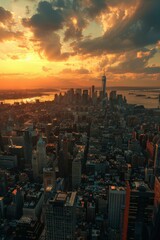 New York Cityscape During Sunset