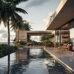 Fototapeta premium Coastal Chic Explore Modern villa exterior design