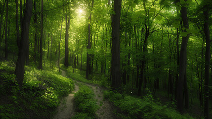 Fototapeta premium Tranquil Forest Retreat for Mindfulness Meditation and Relaxation