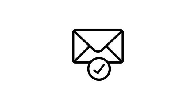 Glowing neon blue email box and check mark icon. Mail box with check mark.