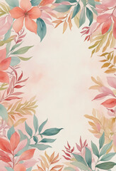 Beautiful watercolor  background with pastel leaves in warm colors