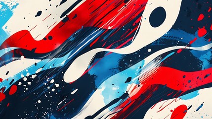 A vibrant and energetic red, blue, and white mix background with bold typography and graphic elements, adding a modern and stylish touch to digital designs.