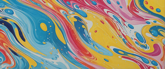 Obraz premium Vivid liquid paint splash border with colorful wave design