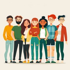 Fototapeta premium A group of diverse young people standing together