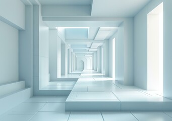 Fototapeta premium Futuristic empty corridor interior