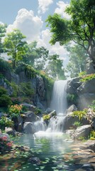 Obraz premium Waterfall in the middle of a forest