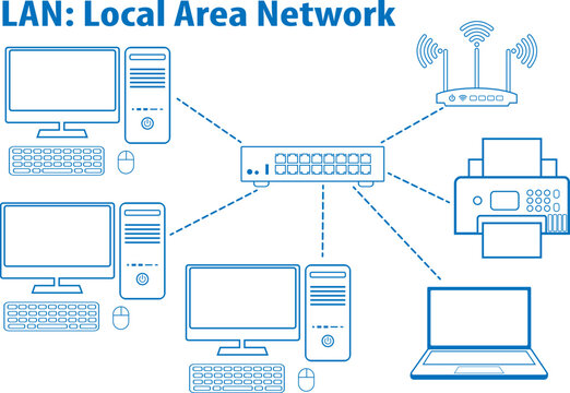 A Local Area Network (LAN) diagram icon illustration	