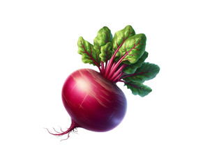 Healthy Beetroot vegetables with leaves isolated transparent background Ai generative.
