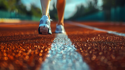 A closeup of Runner Running Track