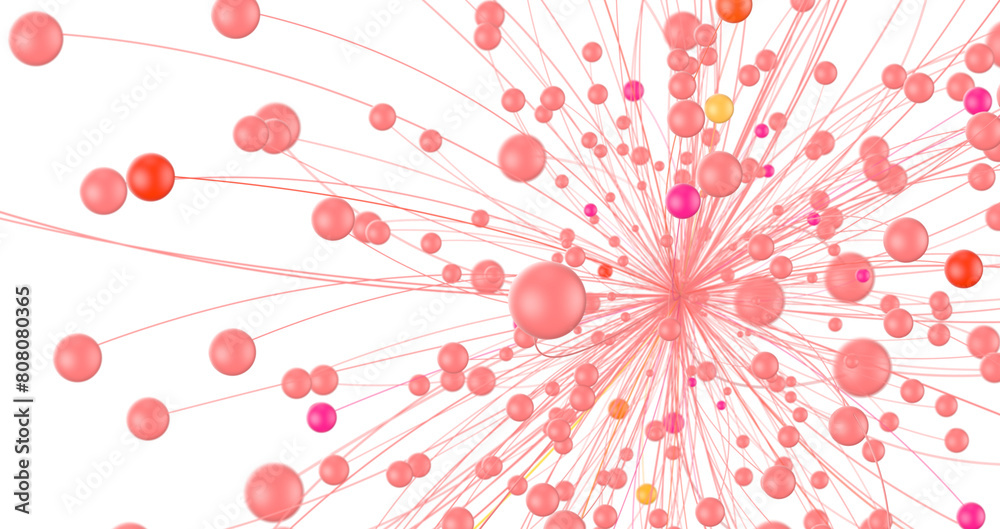 Poster Abstract technology futuristic network - fantasy plexus background. 3D rendering