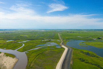 Aerial photography of wetlands along the Nenjiang River