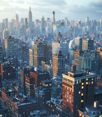 Obraz premium A Metropolis with Towering Skyscrapers and Busy Streets