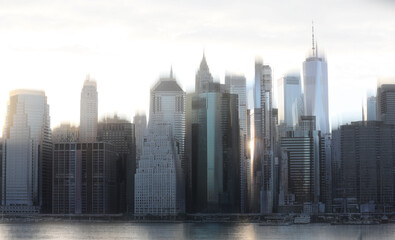 Blurred image of Manhattan at night