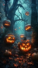 Obraz premium Halloween pumpkin forest
