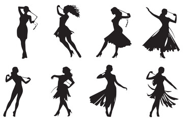 Ballerina silhouette Dancers isolated on white background. Vector female ballet dancers