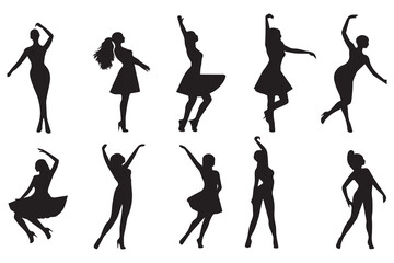 Ballerina silhouette Dancers isolated on white background. Vector female ballet dancers