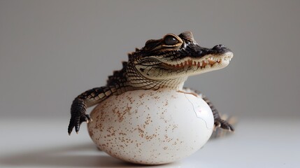 Baby Cayman Crocodiles First Moments A Studio Portrait of Emergence Generative ai