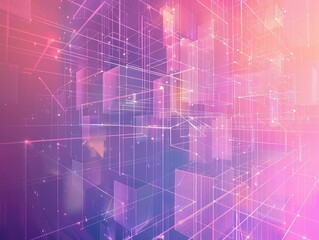 Obraz premium Luminous abstract geometric shapes on a gradient backdrop, invoking a sense of modern digital art Elegant, serene, and perfect for tech-themed visuals