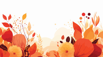 Abstract autumn red orange plants and flowers icon