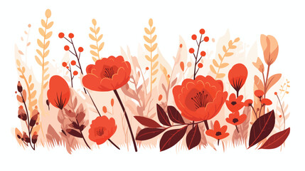 Abstract autumn red plant flower icon. Meadow garde