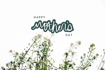Mothers day greeting on minimalism floral background with greeting for holiday card.