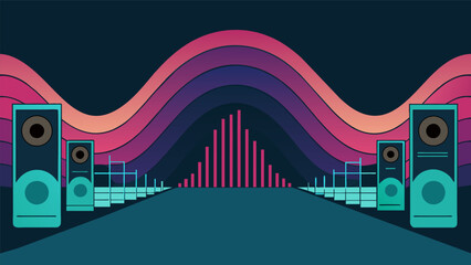 The waveform curves and bends evoking the feeling of getting lost in the music as it fills a room from the speakers. Vector illustration
