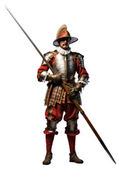 Obraz premium PNG English pikemen weapon sword white background.