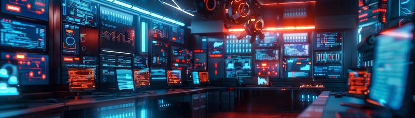Charismatic concept of computer, systems that evolve with user interaction, visualized in 3D styles, sharpen Cinematic with copy space