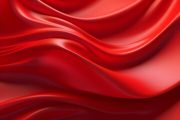 Luxury 3d silk texture red background. Fluid iridescent holographic neon curved wave in motion red elegant background. Silky cloth luxury fluid wave banner.