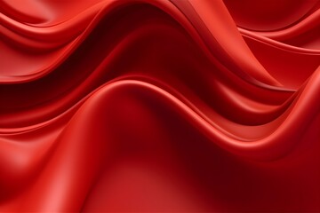 Luxury 3d silk texture red background. Fluid iridescent holographic neon curved wave in motion red elegant background. Silky cloth luxury fluid wave banner.