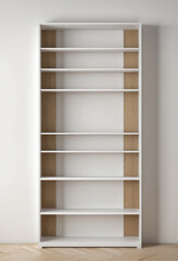 Fototapeta premium AI-generated 3D wooden bookshelf design for modern interior spaces 
