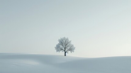 White tree whit white sand type minimalist