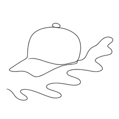 Continuous line hand drawing of hat isolated on transparent background. vector Illustration