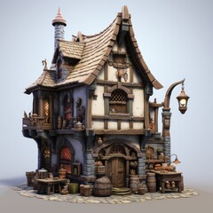 Fototapeta premium tailor shop 3d model in medieval style