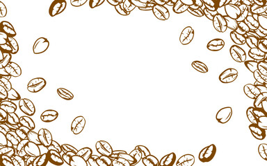 coffee background. Coffee beans in frames, border. Coffee beans Isolated on a white background. Coffee beans wallpaper. Coffee Beans Illustration for packaging.