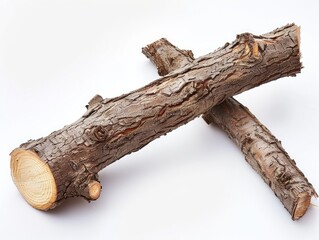 Fototapeta premium Two pieces of wood on a white background.