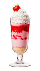 PNG Fountain glass of Strawberry milkshake cream strawberry dessert.