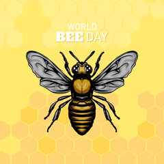 World Bee Day, International Bee Day. Vector illustration template for logo design, banner, poster, flyer, sticker, postcard,