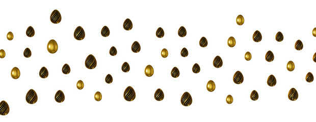 Easter eggs collection. White and gold 3d elegant design elements.