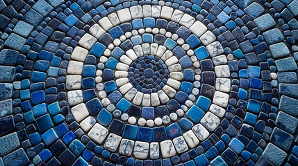 A circular mosaic of blue and white tiles adorns the wall, its intricate patterns drawing the eye and inspiring wonder 8K , high-resolution, ultra HD,up32K HD