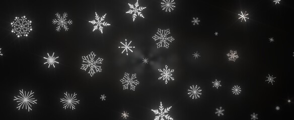 Snowflakes - Abstract Gold Star Falling Soft Focus Background, 3D rendering.