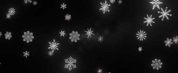 Snowflakes - Abstract Gold Star Falling Soft Focus Background, 3D rendering.